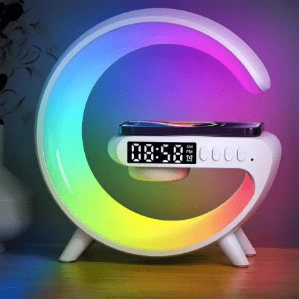 G-Shape RGB Lamp with Wireless Charger, Speaker, Clock