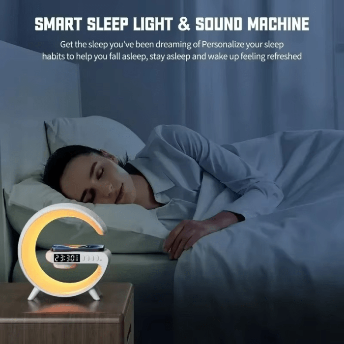 G-Shape RGB Lamp with Wireless Charger, Speaker, Clock - Image 7
